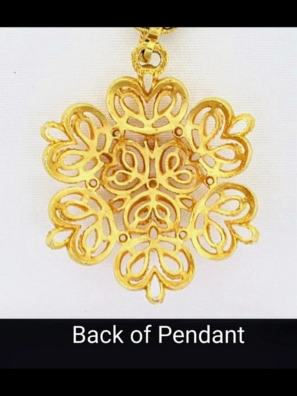 Trifari Gold Filigree Pendant with Twisted Rope Chain